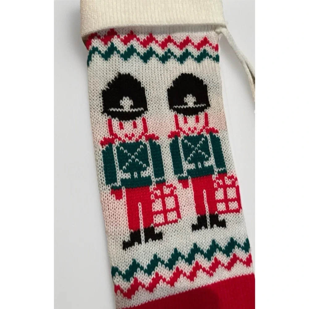 Vintage Knit Sweater‎ Style Christmas Stockings Lot of 4 Red Green White Kitschy